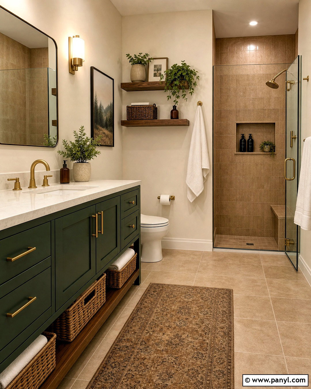 Sand Brown And Forest Green Bathroom - 20 brown color palette ideas