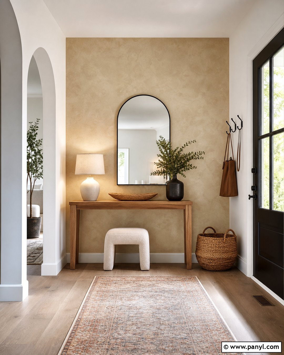 Sand Limewash Entryway Wall - 35 limewash accent wall ideas