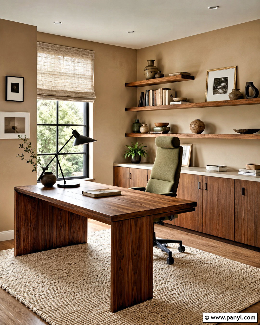 Sand Walls In A Home Office - 35 Sand Colored Walls