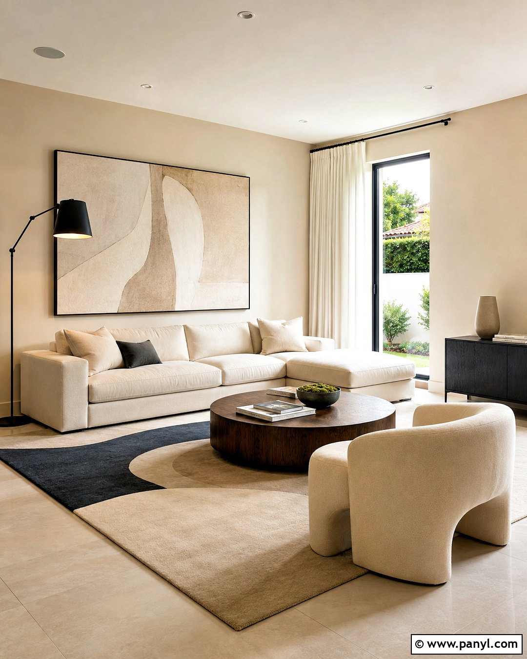 Sand Walls In A Modern Living Room - 35 Sand Colored Walls