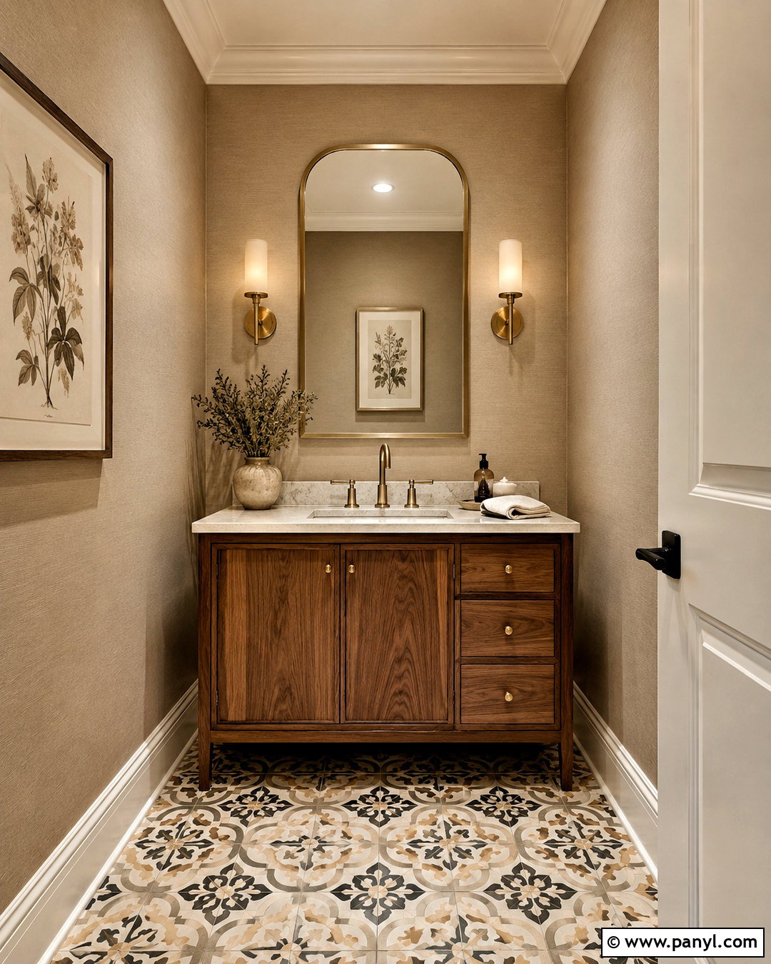 Sand Walls In A Powder Room - 35 Sand Colored Walls