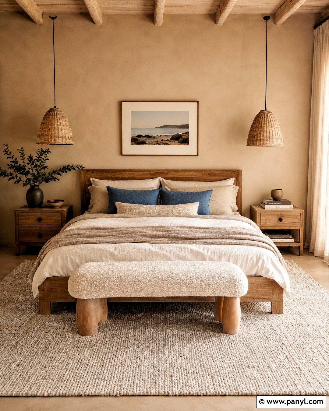 Sand Walls With Linen Bedding - 35 Sand Colored Walls
