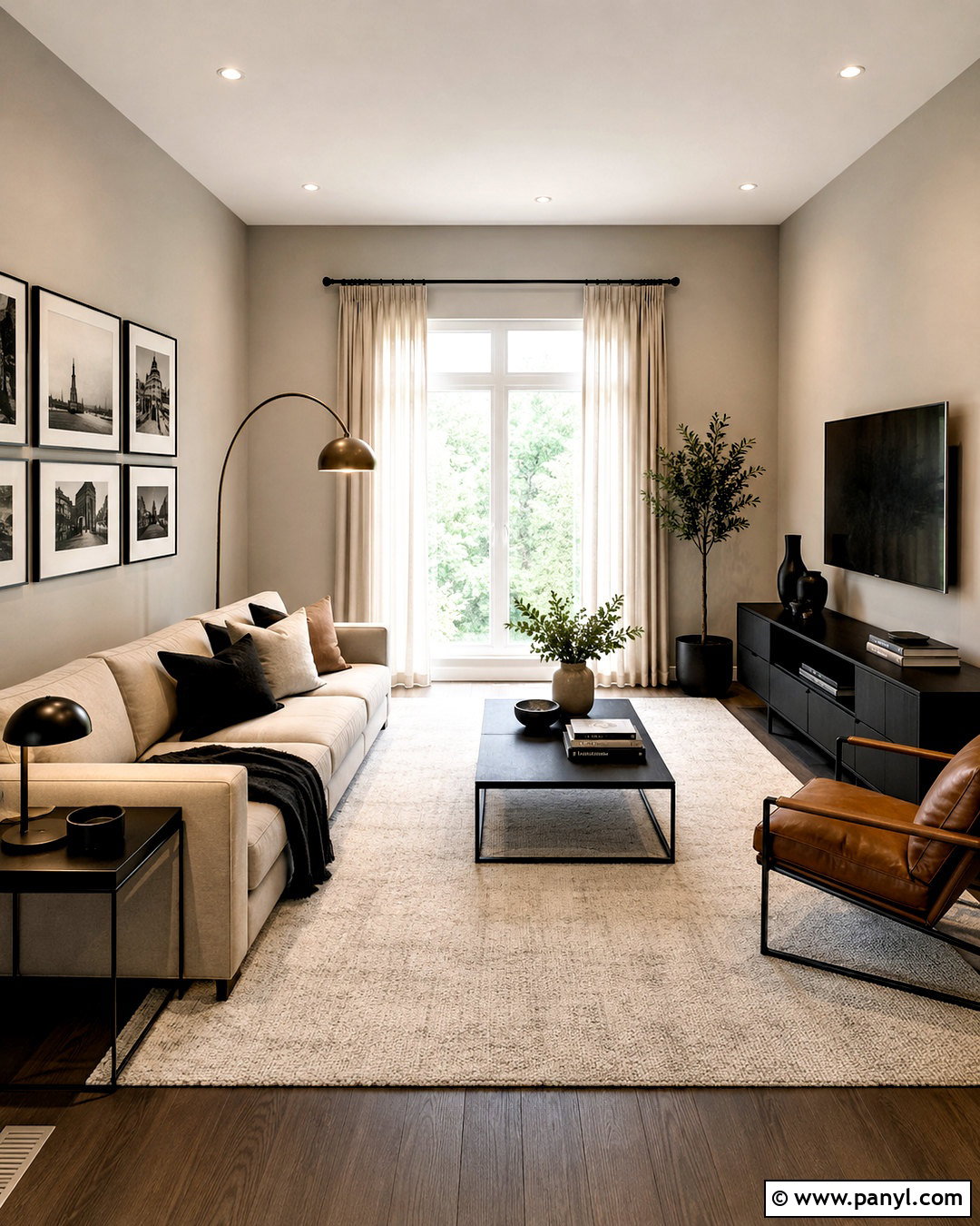 Sand Walls With Matte Black Accents - 35 Sand Colored Walls