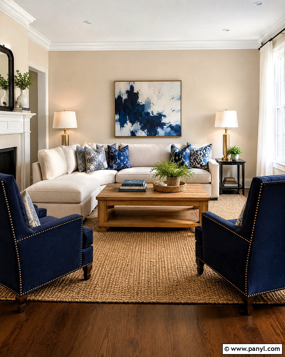 Sand Walls With Navy Accents - 35 Sand Colored Walls