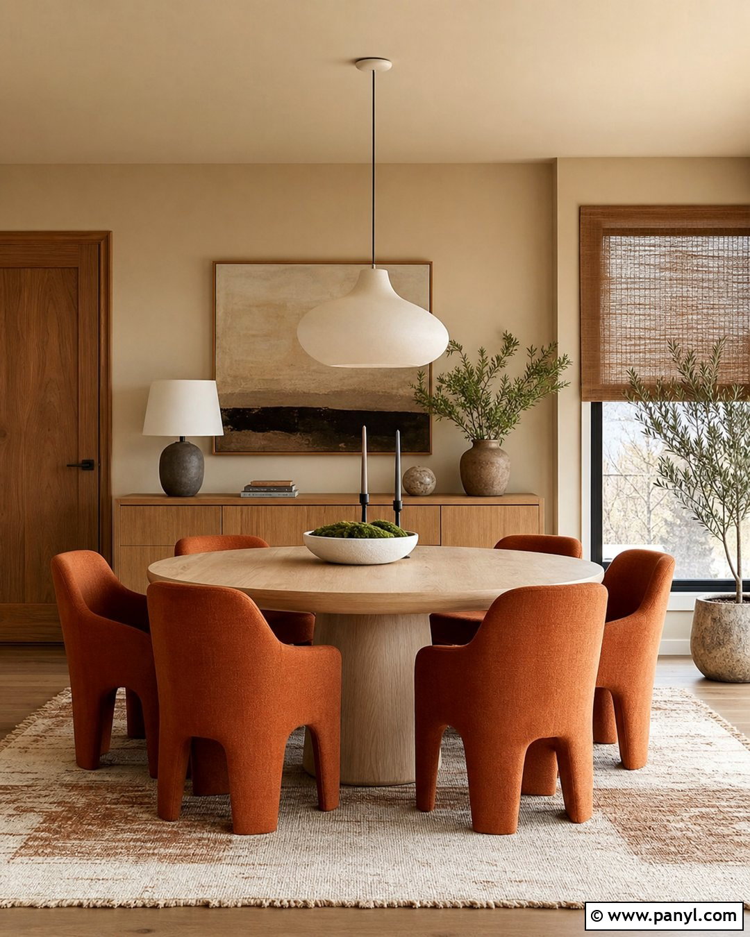Sand Walls With Orange Dining Chairs - 20 Neutral Wall Color With Orange Furniture Ideas