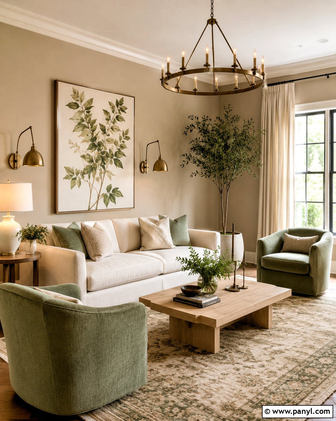 Sand Walls With Sage Green Decor - 35 Sand Colored Walls