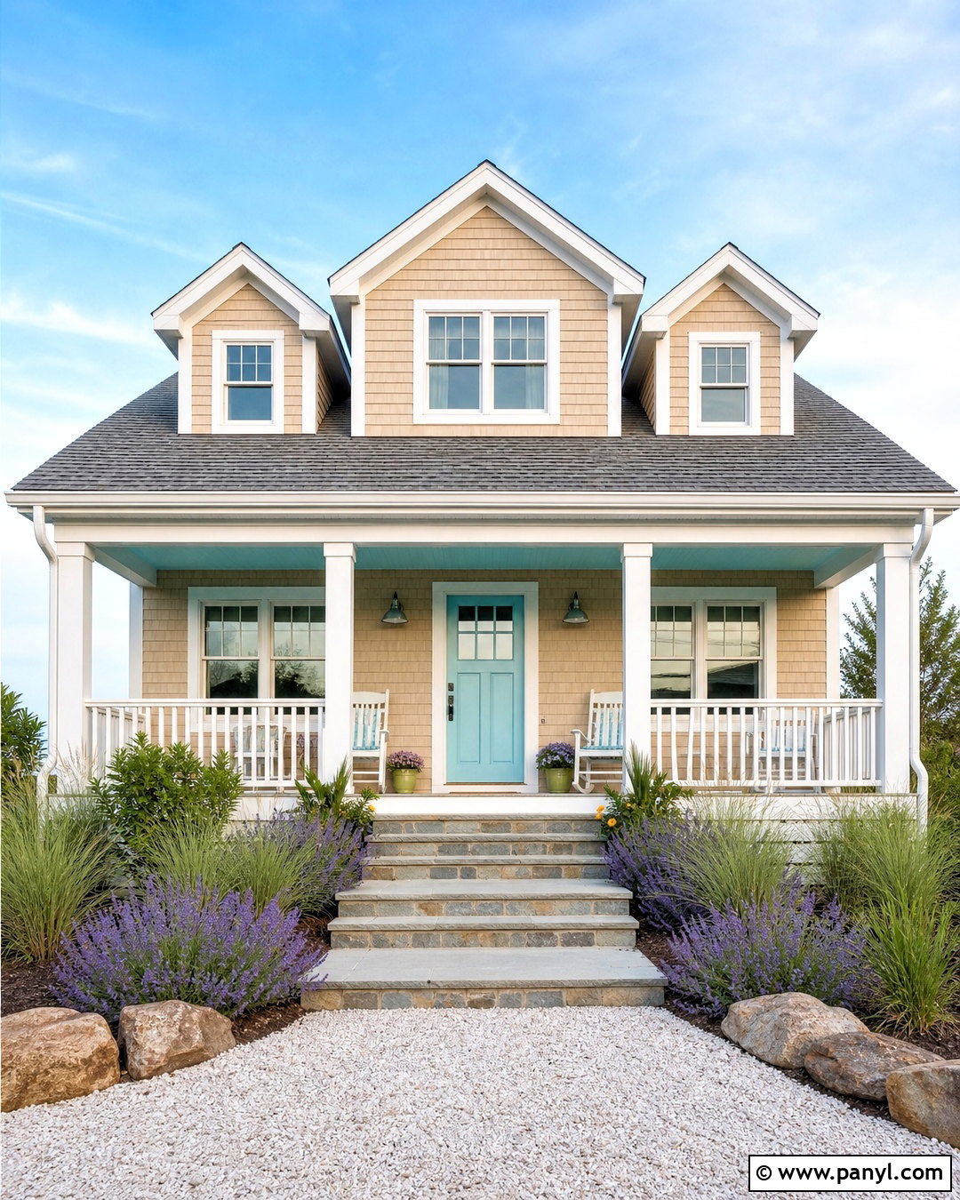 Sandy Beige Beach House Exterior With Aqua Door - 20 beach house exterior paint colors