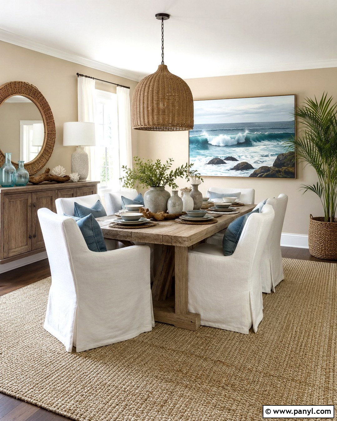 Sandy Beige Ocean Dining Room Walls - 20 Ocean Theme Wall Paint Ideas