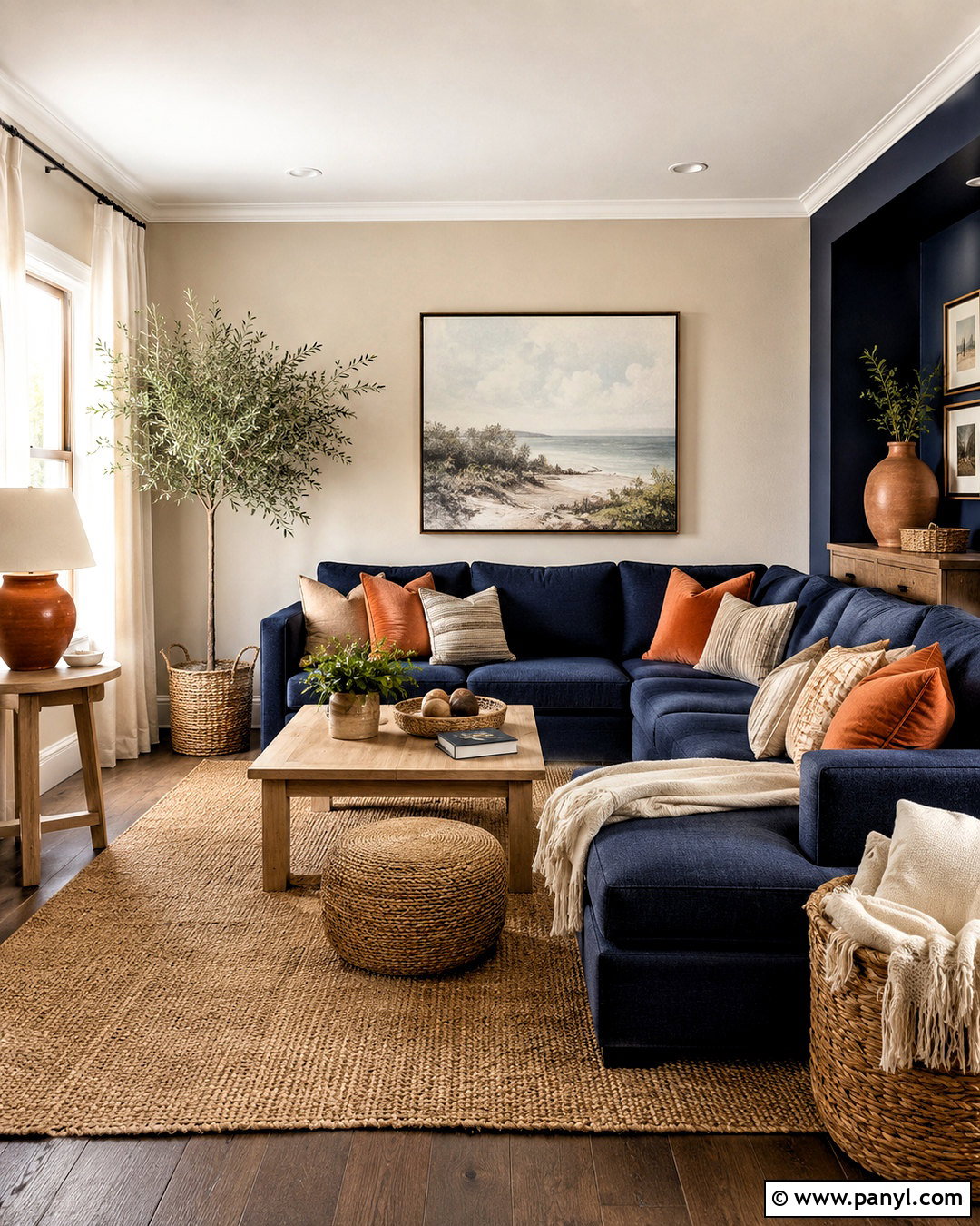 Sandy Beige Walls With Navy Blue - 20 Wall Colors That Go With Navy Blue Ideas