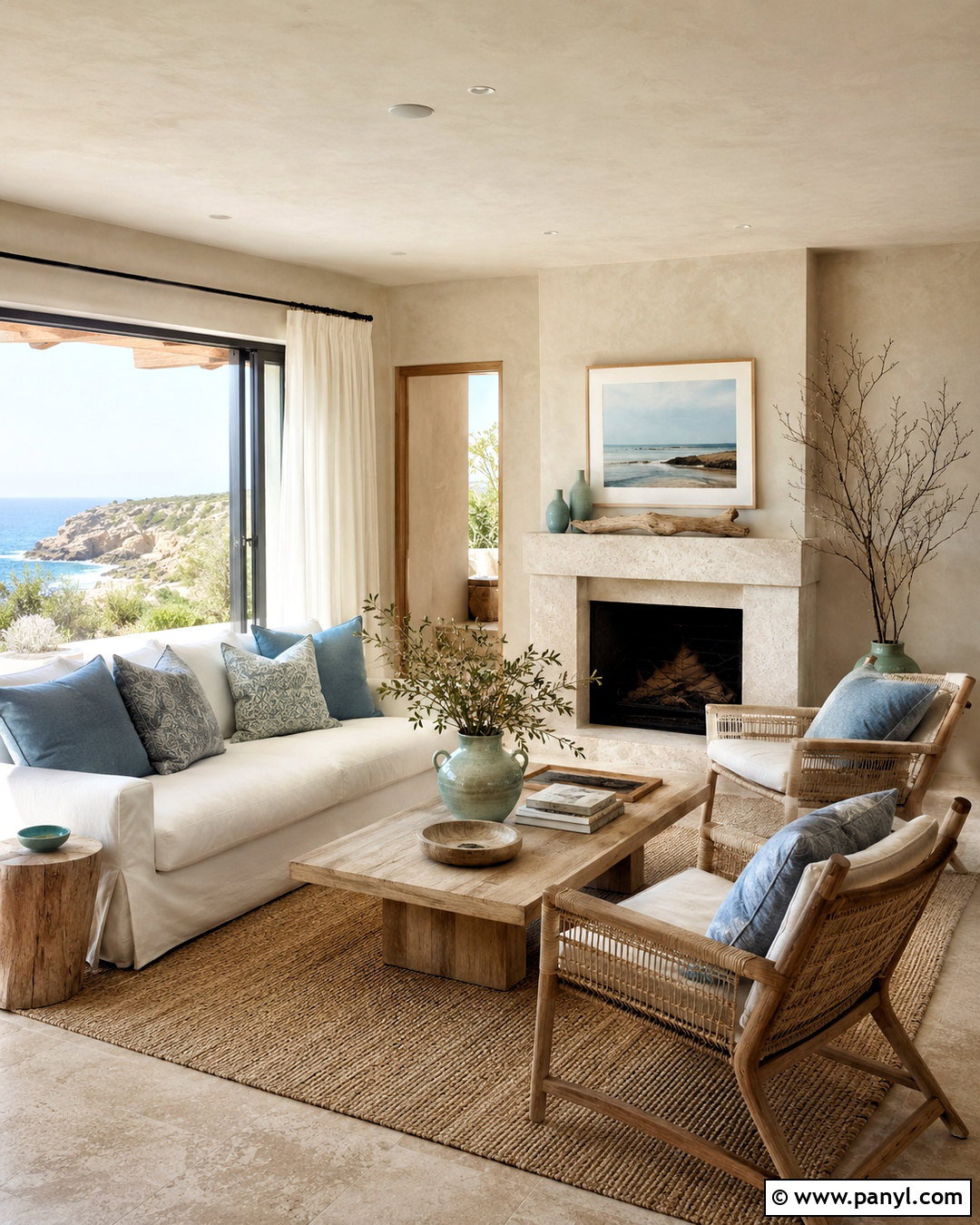 Sandy Plaster Coastal Living Room - 20 plastering walls ideas