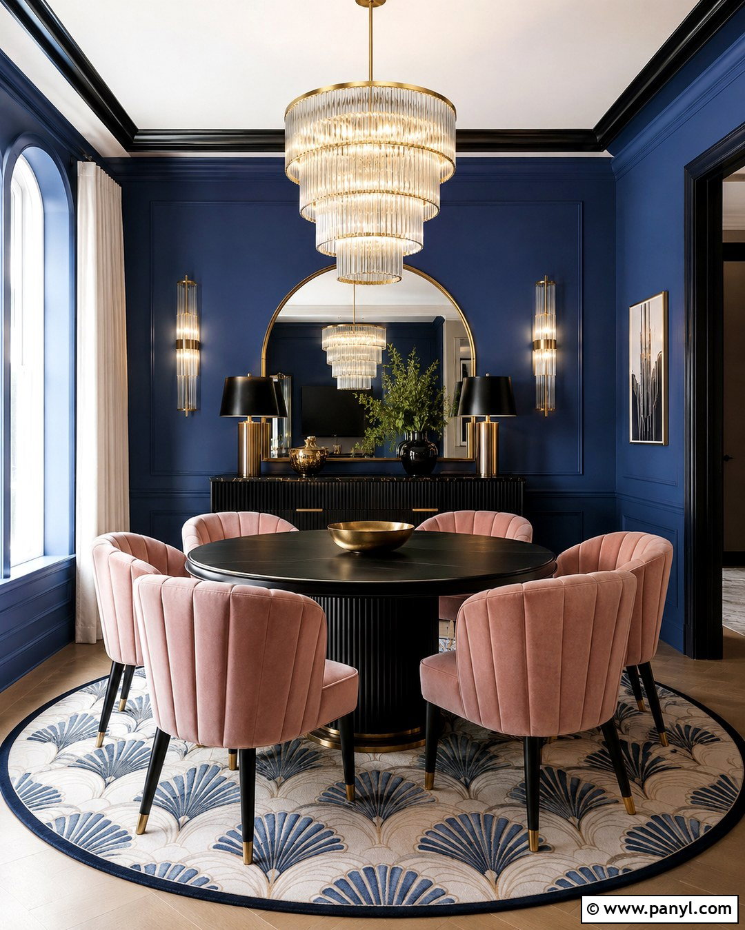 Sapphire Blue Art Deco Dining Room - 20 Sapphire Blue Walls