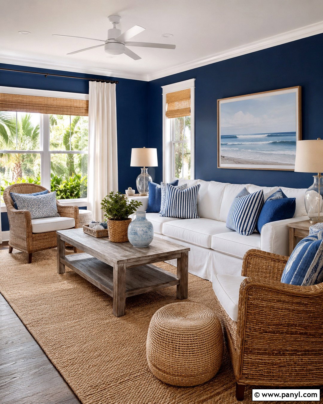 Sapphire Blue Coastal Living Room - 20 Sapphire Blue Walls