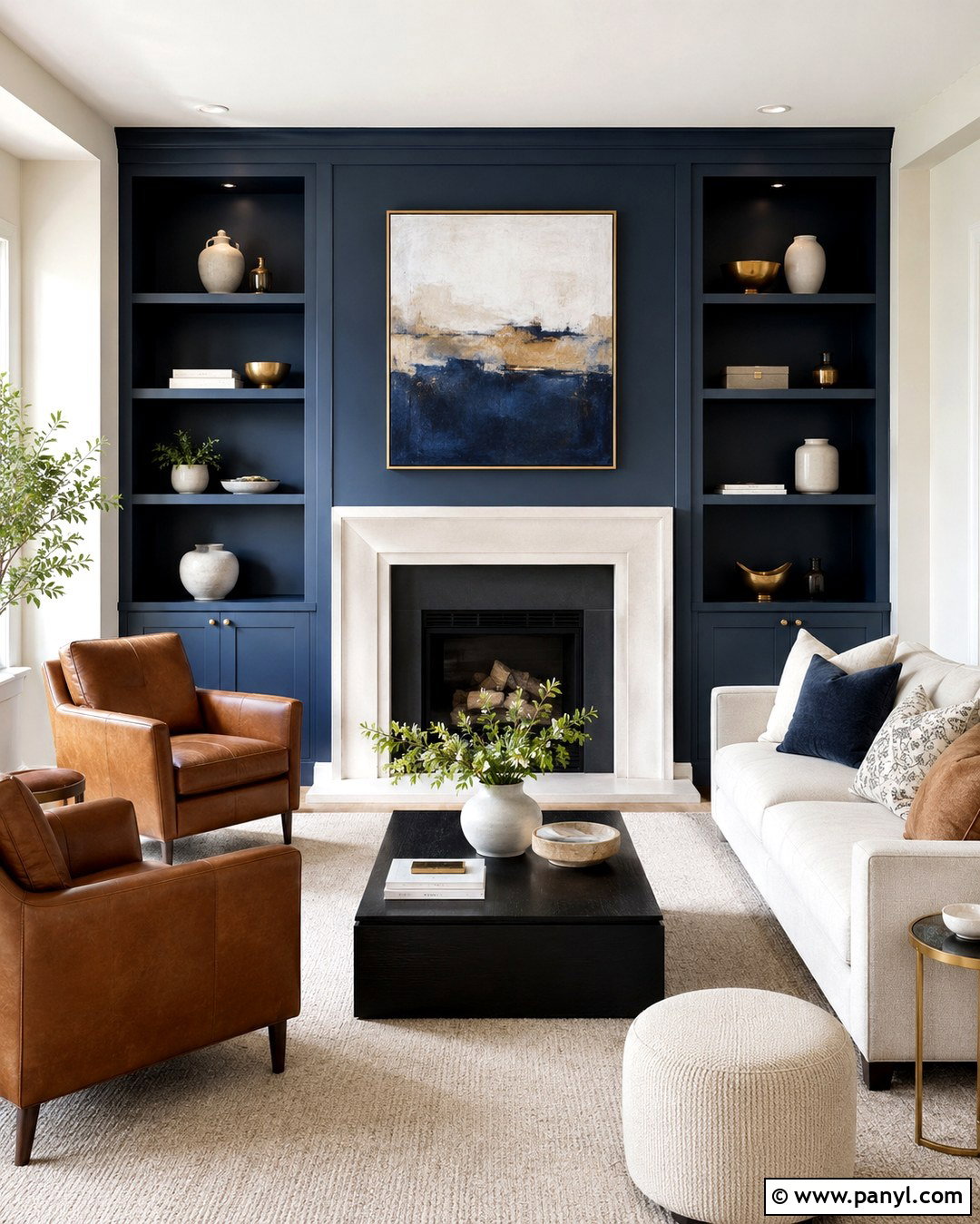 Sapphire Blue Fireplace Accent Wall - 20 Sapphire Blue Walls