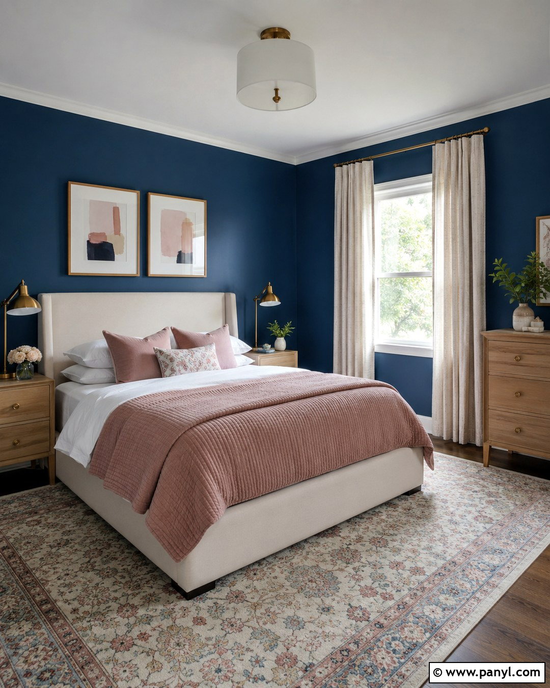 Sapphire Blue Guest Room With Blush Accents - 20 Sapphire Blue Walls