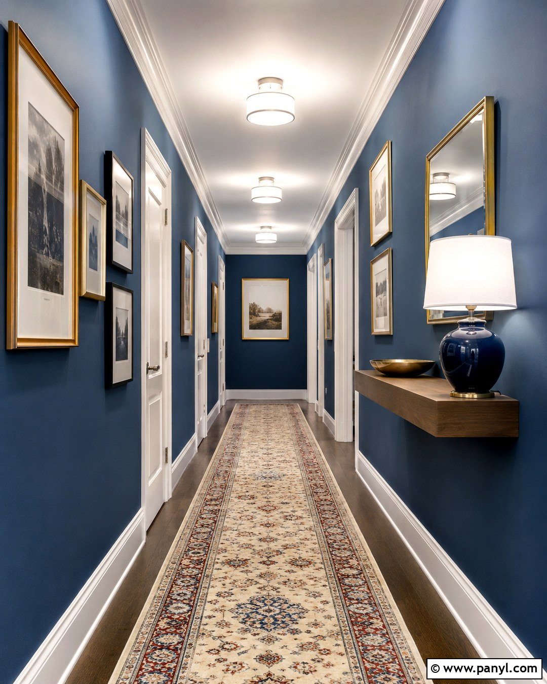 Sapphire Blue Hallway Gallery Wall - 20 Sapphire Blue Walls