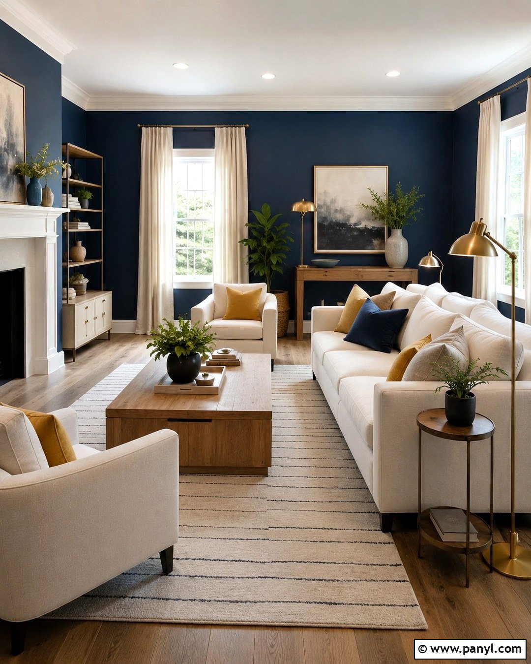 Sapphire Blue Living Room With White Furniture - 20 Sapphire Blue Walls