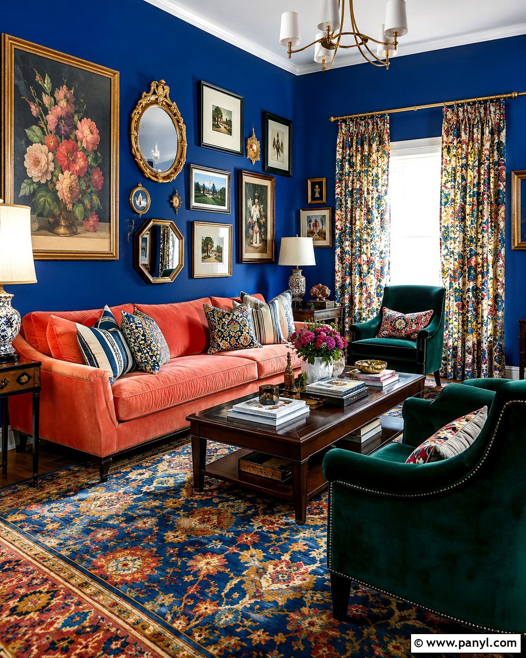 Sapphire Blue Maximalist Sitting Room - 20 Sapphire Blue Walls