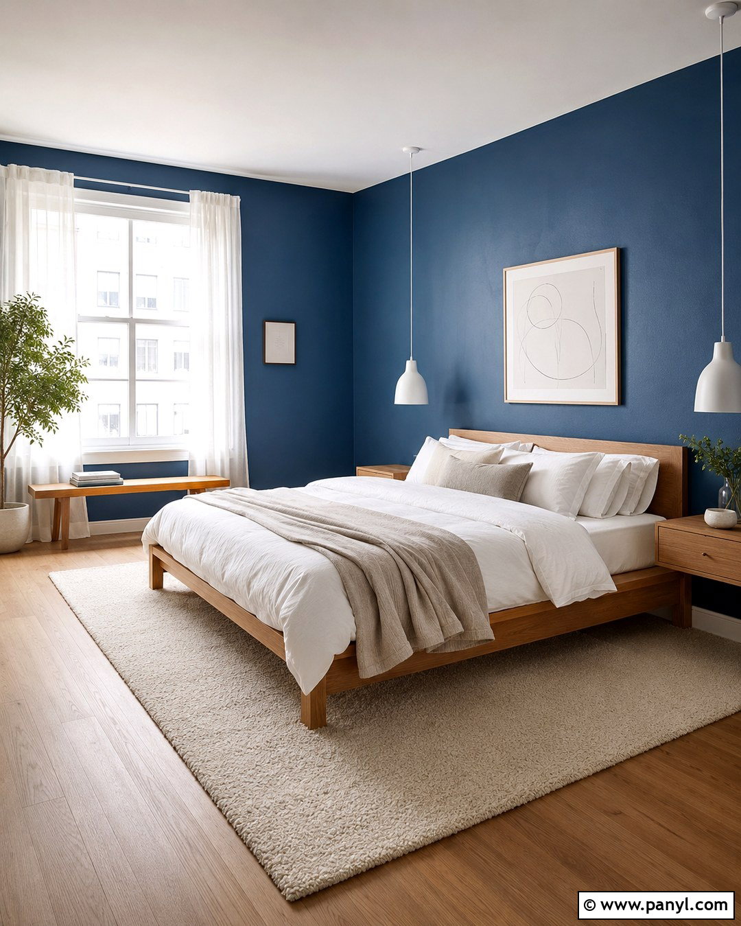 Sapphire Blue Scandinavian Bedroom - 20 Sapphire Blue Walls