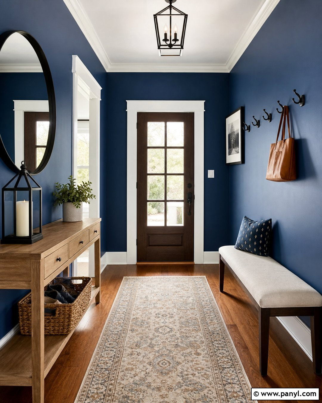 Satin Blue Entryway With Black Accents - 20 Satin Blue Wall Paint Ideas