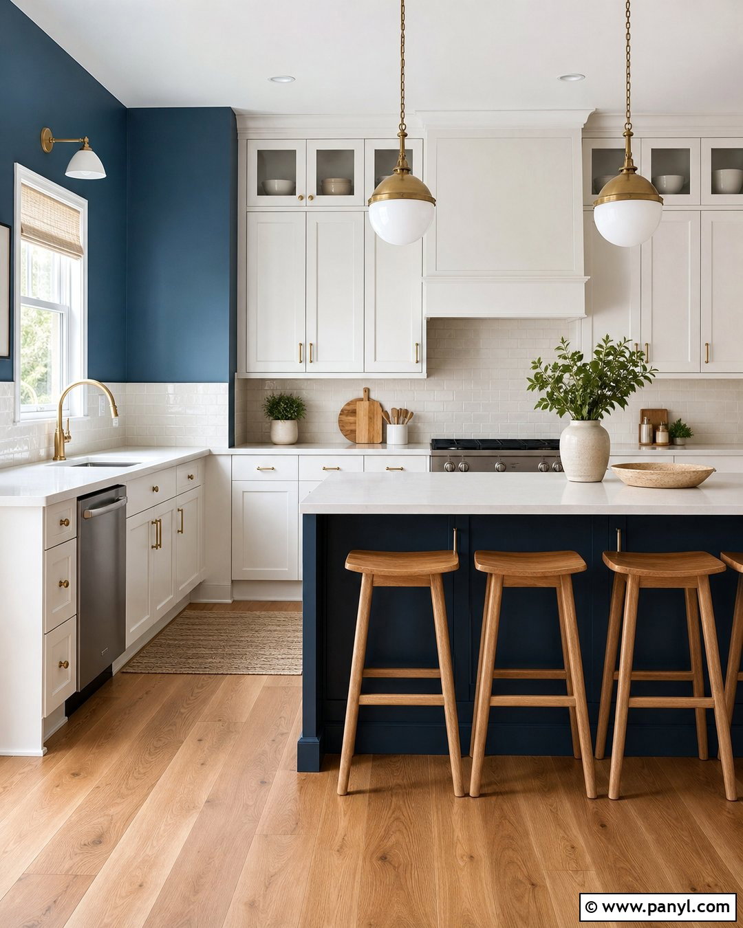 Satin Blue Kitchen With White Cabinets - 20 Satin Blue Wall Paint Ideas