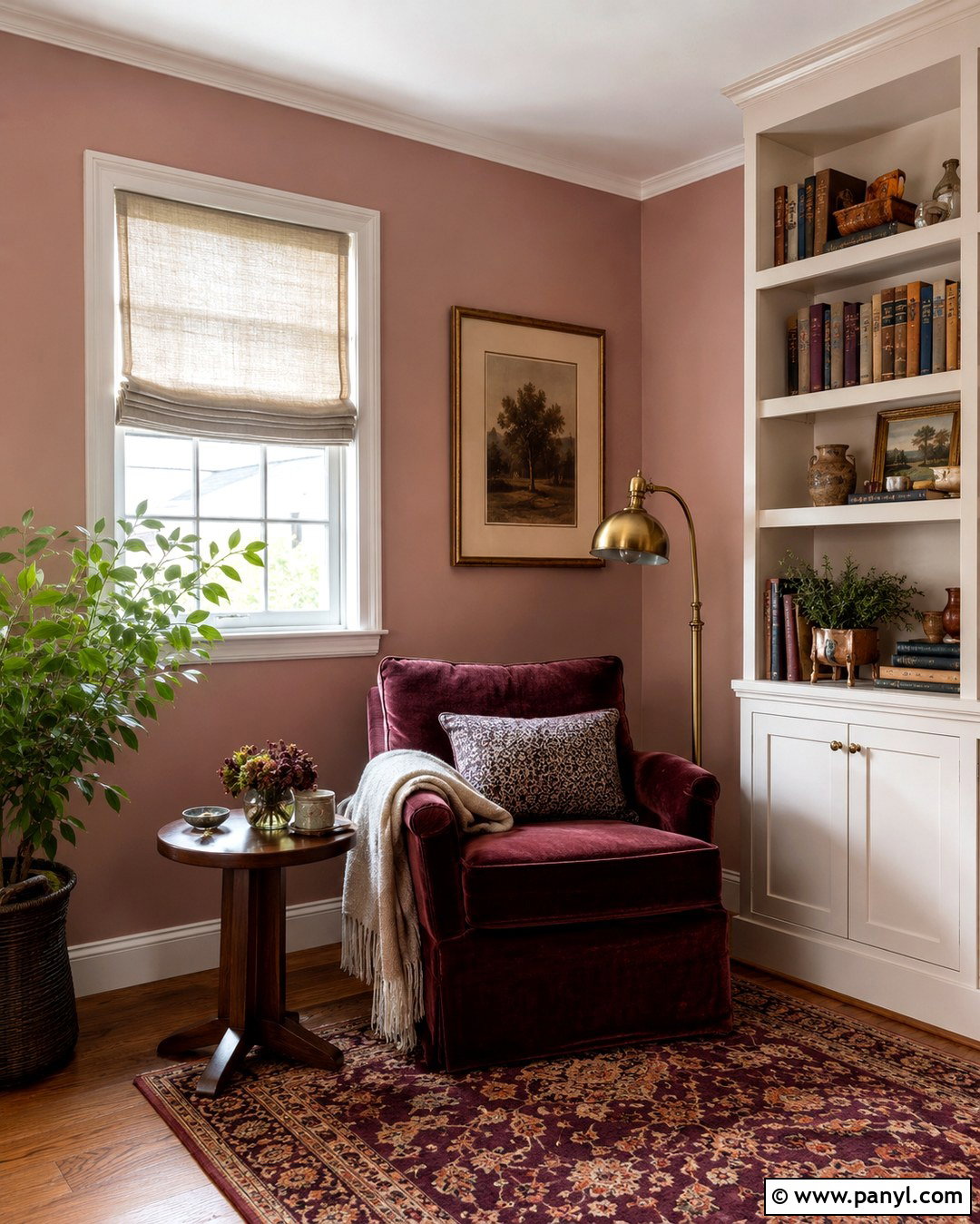 Scallop Pink Reading Nook With Plum Velvet - 20 Scallop Pink Wall Ideas