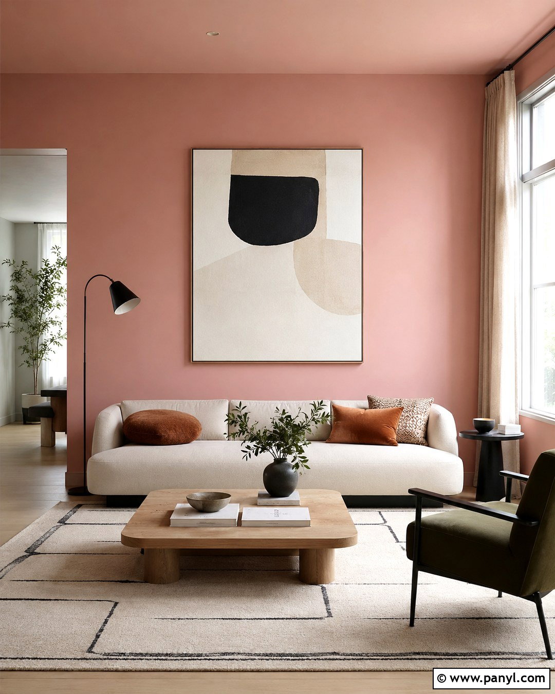 Scallop Pink Walls With Black Accents - 20 Scallop Pink Wall Ideas