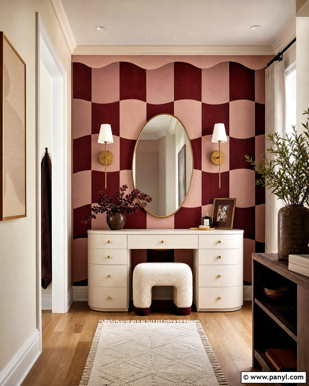 Scalloped Checkered Accent Wall - 20 checkered accent wall ideas