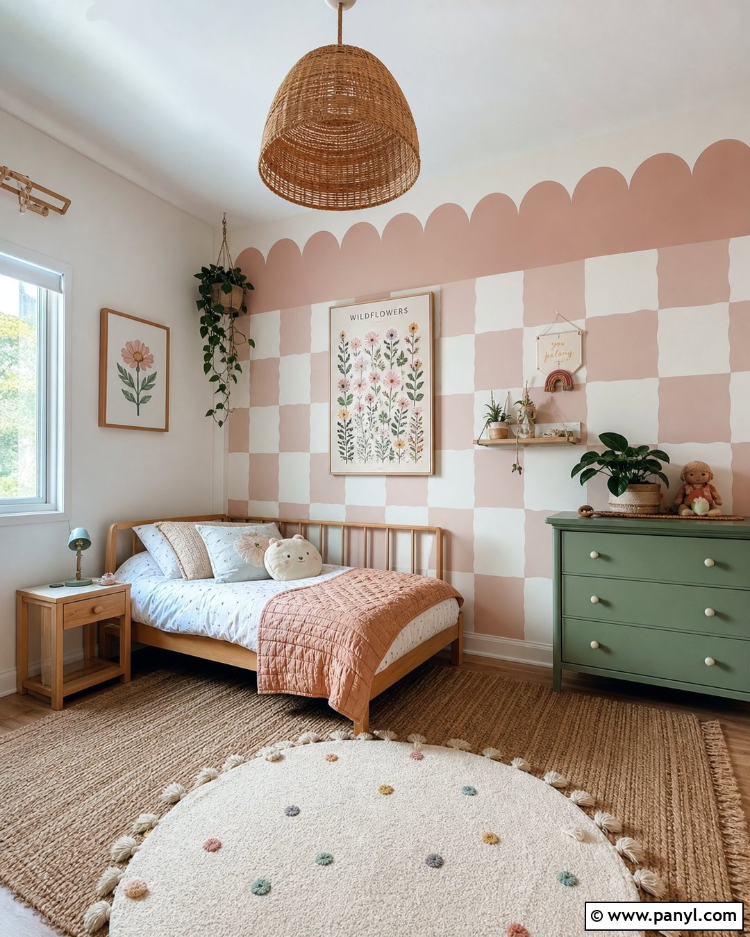 Scalloped Checkered Wall Paint - 30 checkered wall paint ideas