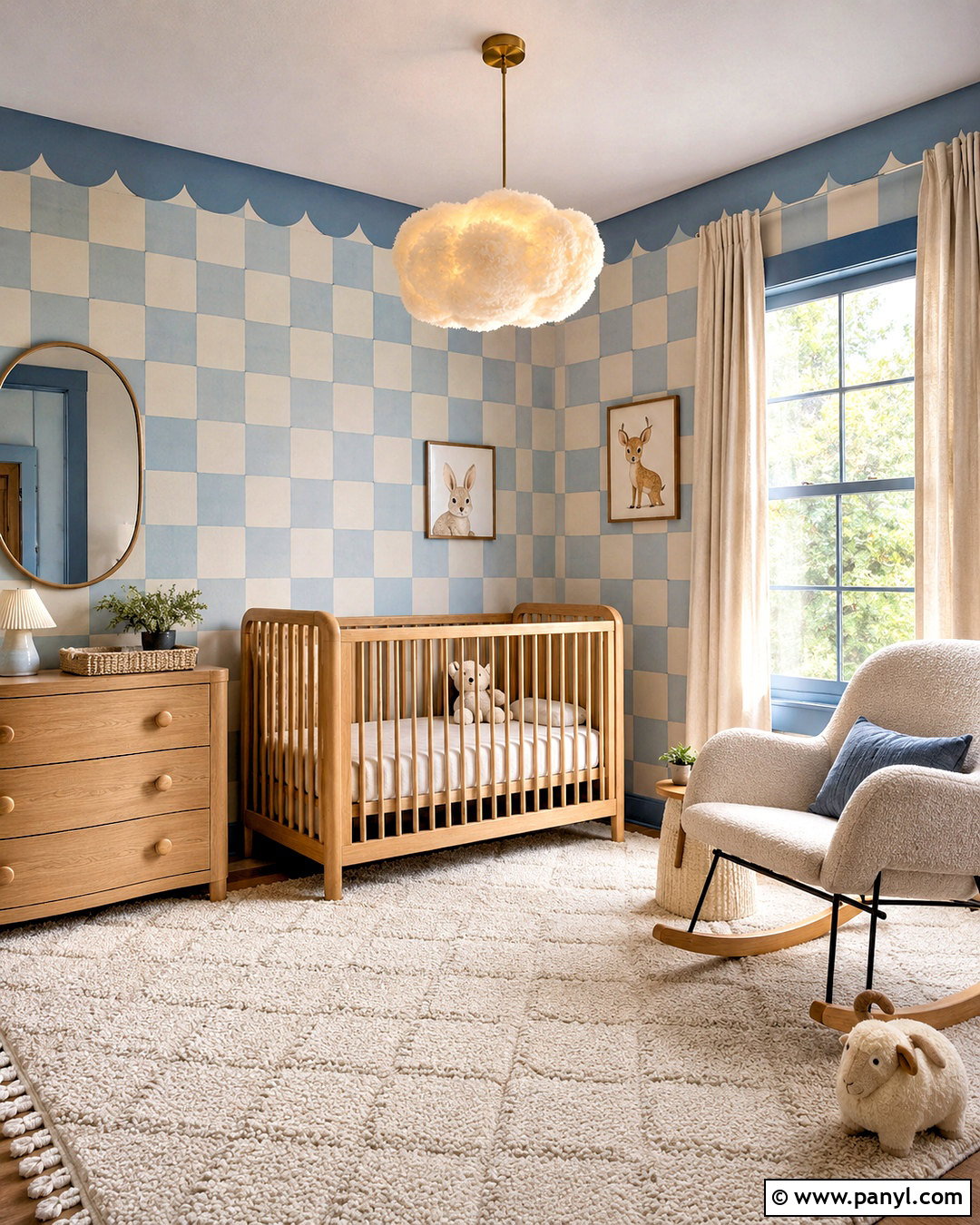 Scalloped Checkered Wallpaper Nursery - 20 cute checkered wallpaper ideas