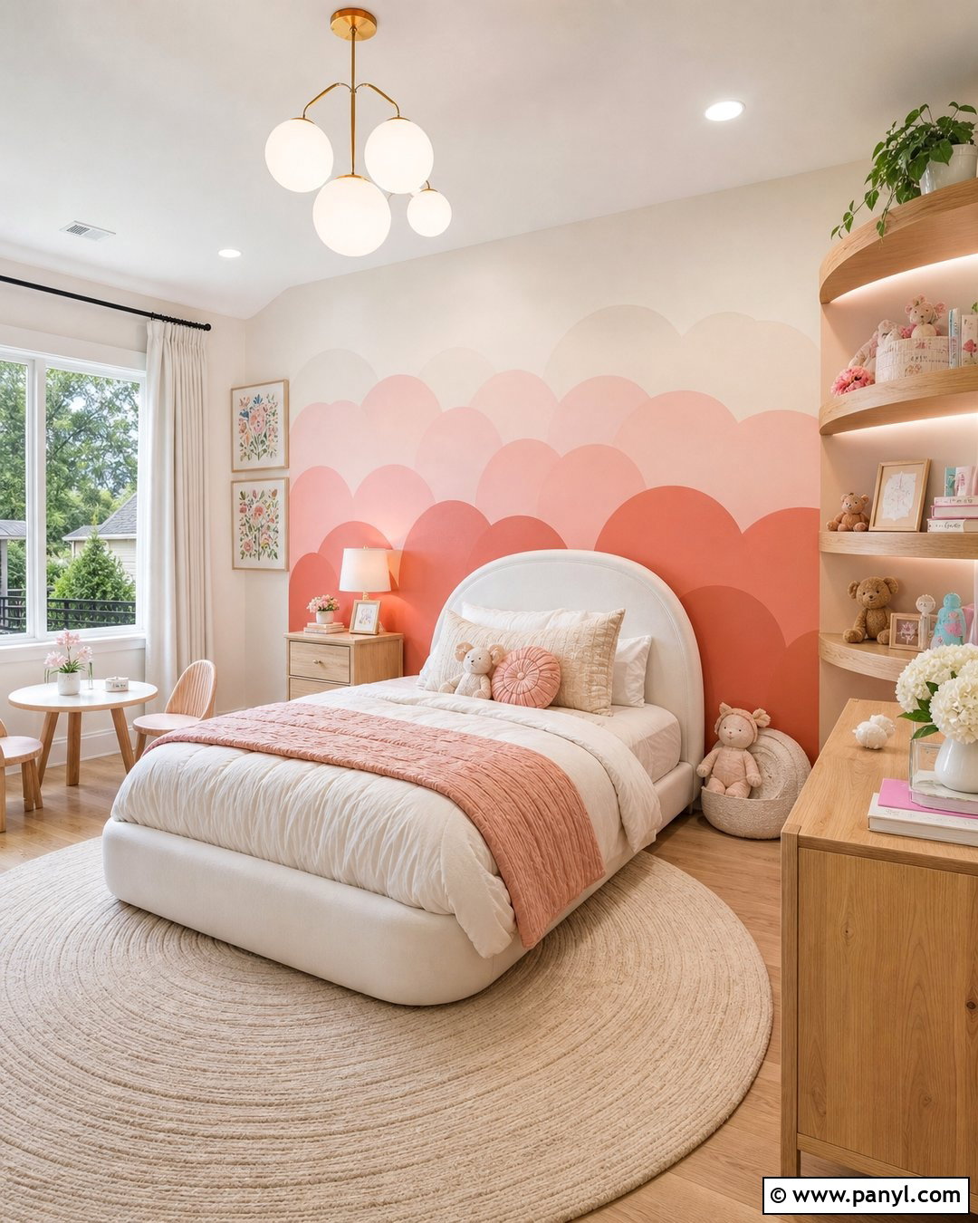 Scalloped Pastel Ombre Wall - 20 Pastel Ombre Wall In Kids Room Ideas