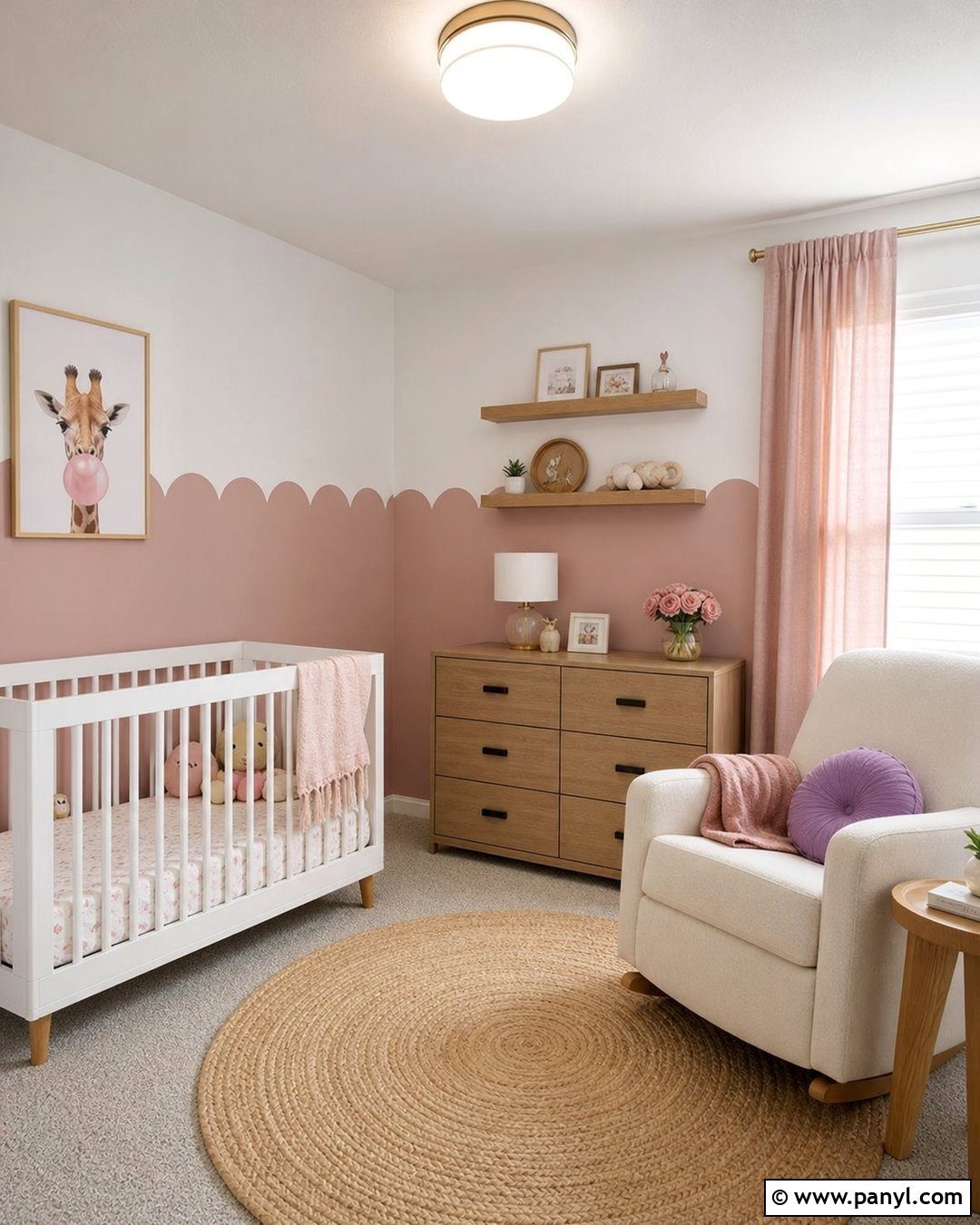 Scalloped Pink Accent Wall - 25 Baby Girl Accent Wall Ideas