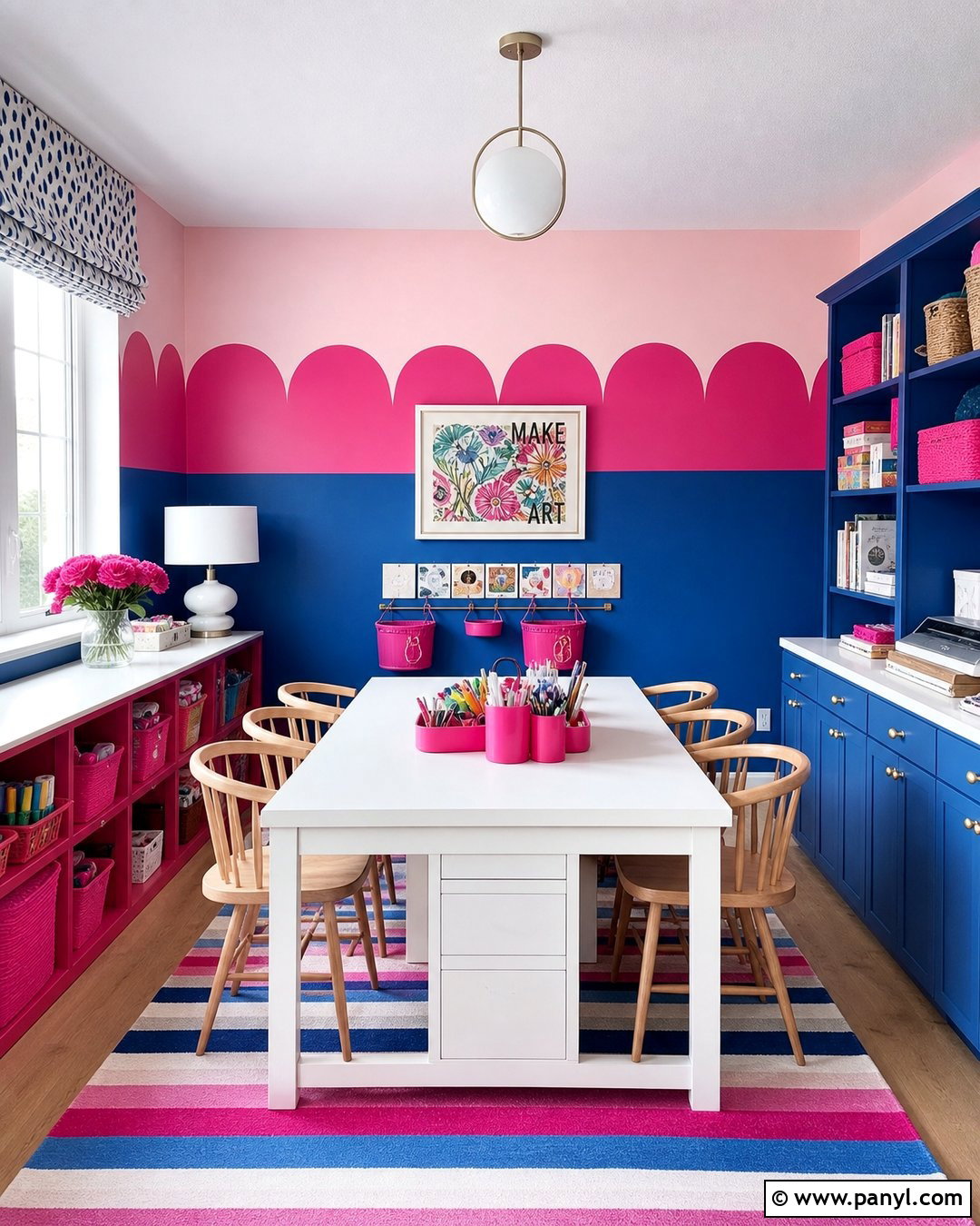 Scalloped Pink Blue Fuchsia Wall - 20 pink blue fuchsia wall ideas