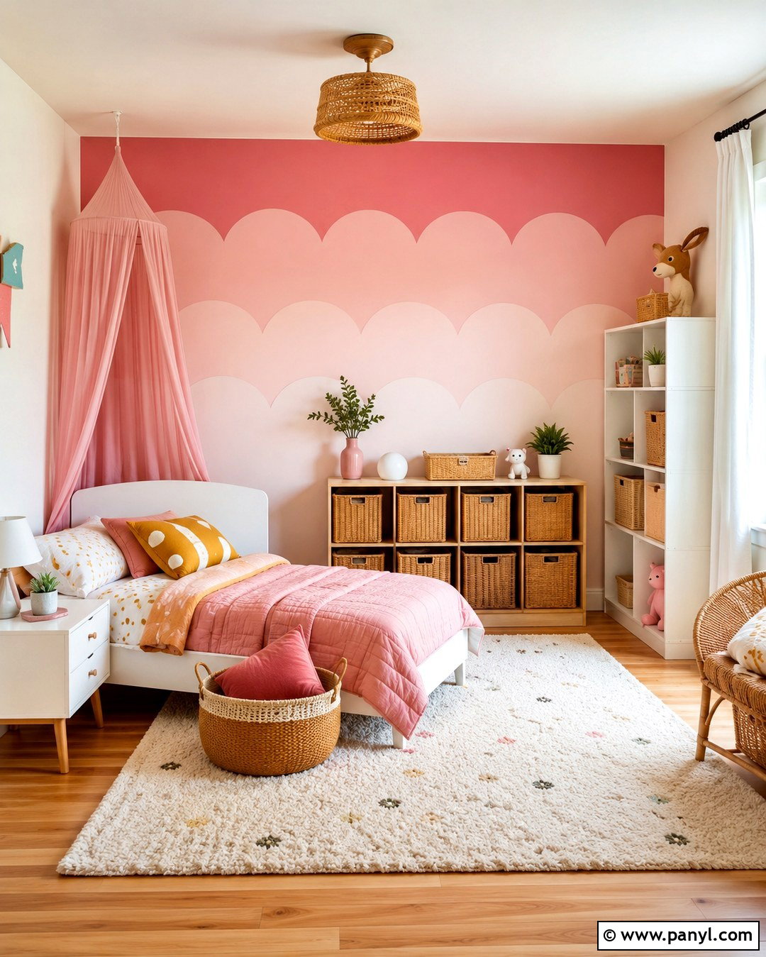 Scalloped Pink Ombre Wall - 20 Pink Ombre Wall Paint Ideas