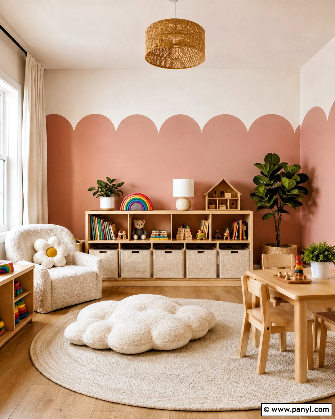 Scalloped Playroom Accent Wall - 20 playroom accent wall ideas