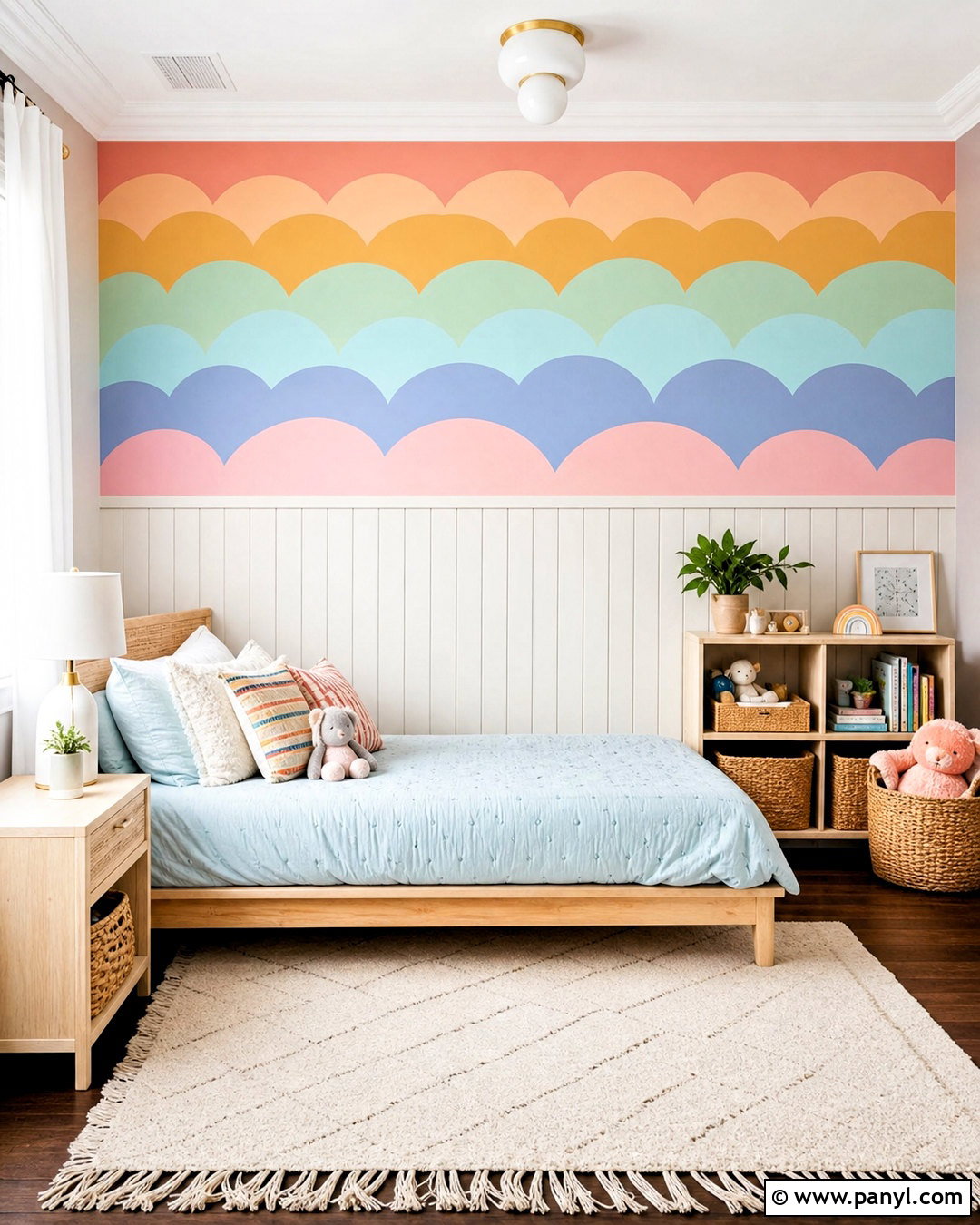 Scalloped Rainbow Accent Wall - 20 rainbow accent wall ideas