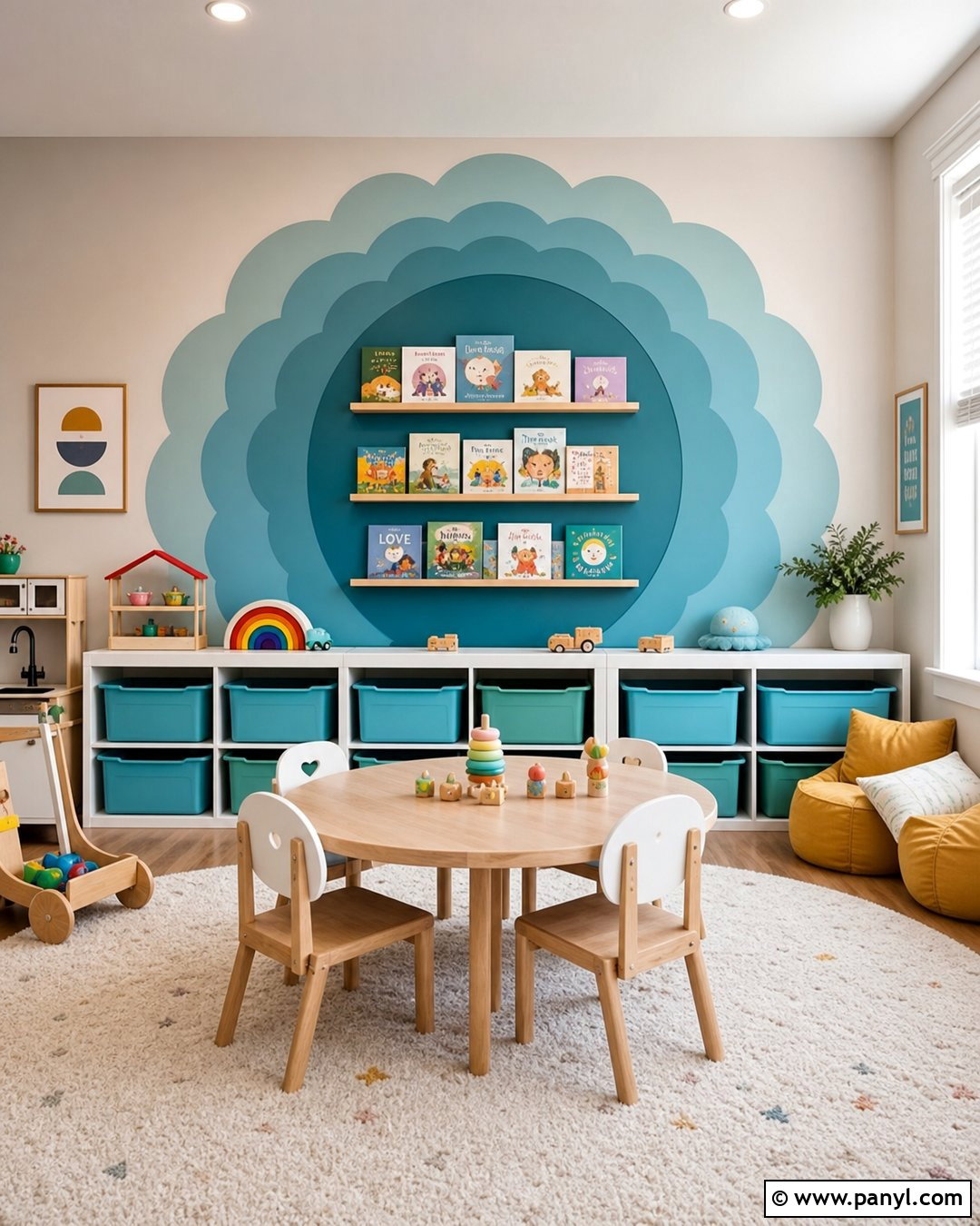 Scalloped Round Accent Wall - 20 Round Accent Wall Paint Ideas