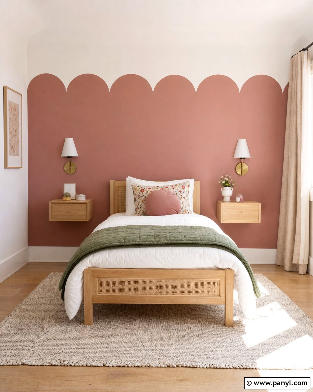 Scalloped Wall Behind The Bed - 25 Scalloped Painted Wall Girls Room Ideas