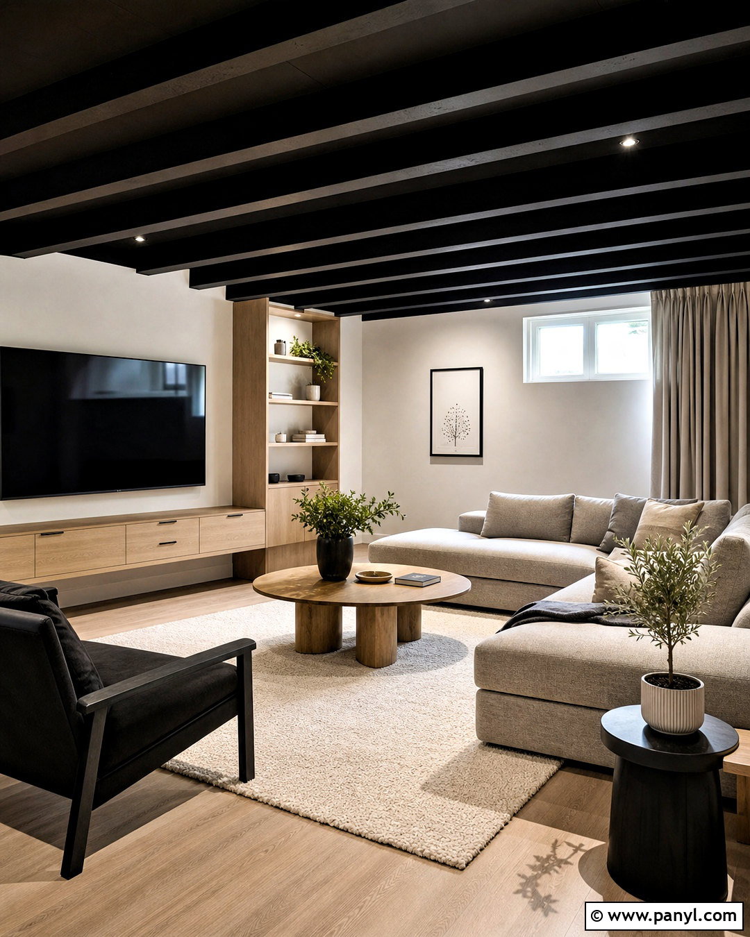 Scandinavian Basement With Black Ceiling - 20 basement with black ceiling ideas