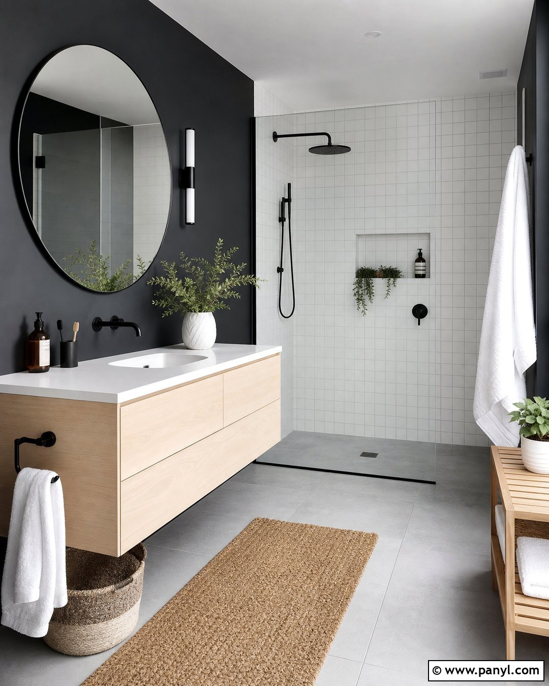 Scandinavian Bathroom With Black Walls - 30 black walls bathroom ideas