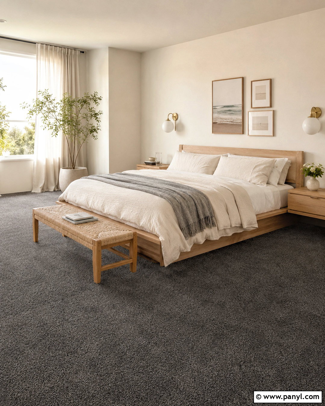 Scandinavian Bedroom With Dark Grey Carpet - 20 dark grey carpet bedroom ideas