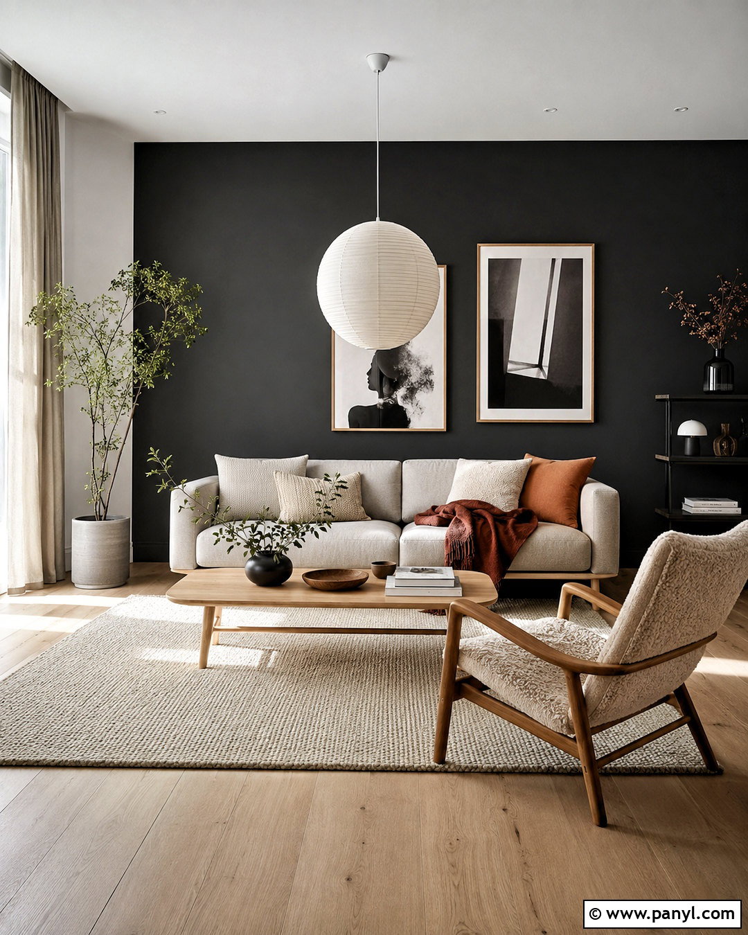 Scandinavian Black Accent Wall Living Room - 20 black accent wall living room ideas