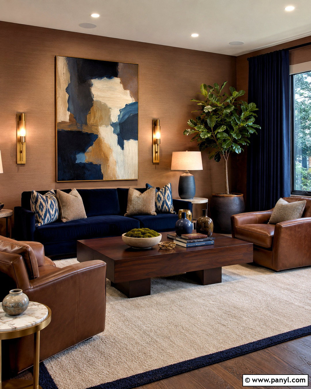 Scandinavian Brown And Blue Living Room - 20 brown and blue living room ideas