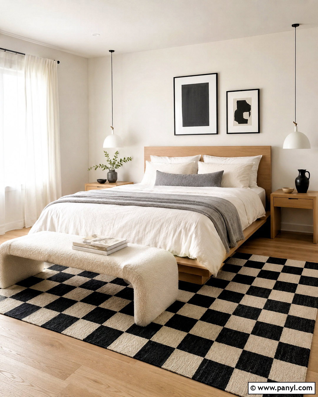 Scandinavian Checkered Bedroom - 20 checkered room aesthetic ideas