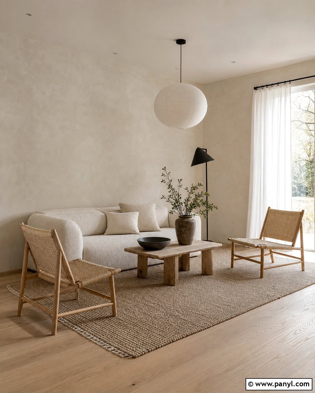 Scandinavian Cream Limewash Living Room - 30 cream limewash walls