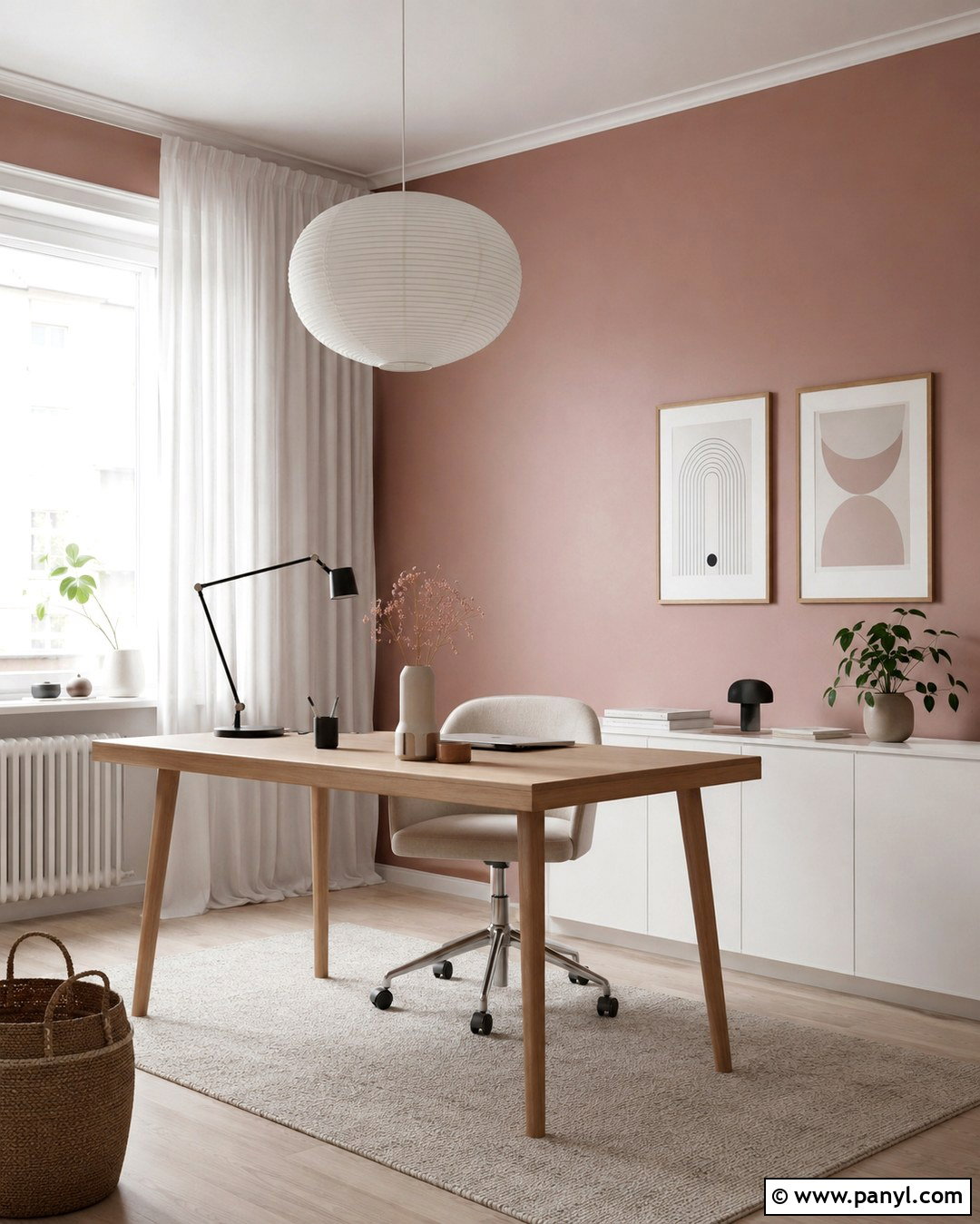 Scandinavian Dusty Rose Office - 20 Dusty Rose Office Walls