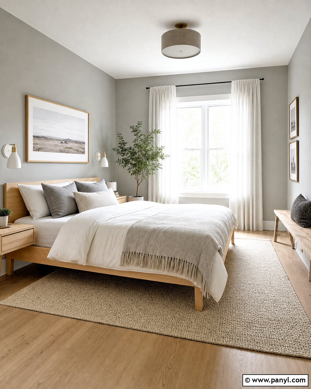 Scandinavian Gray Bedroom With Pale Wood - 20 gray walls bedroom ideas