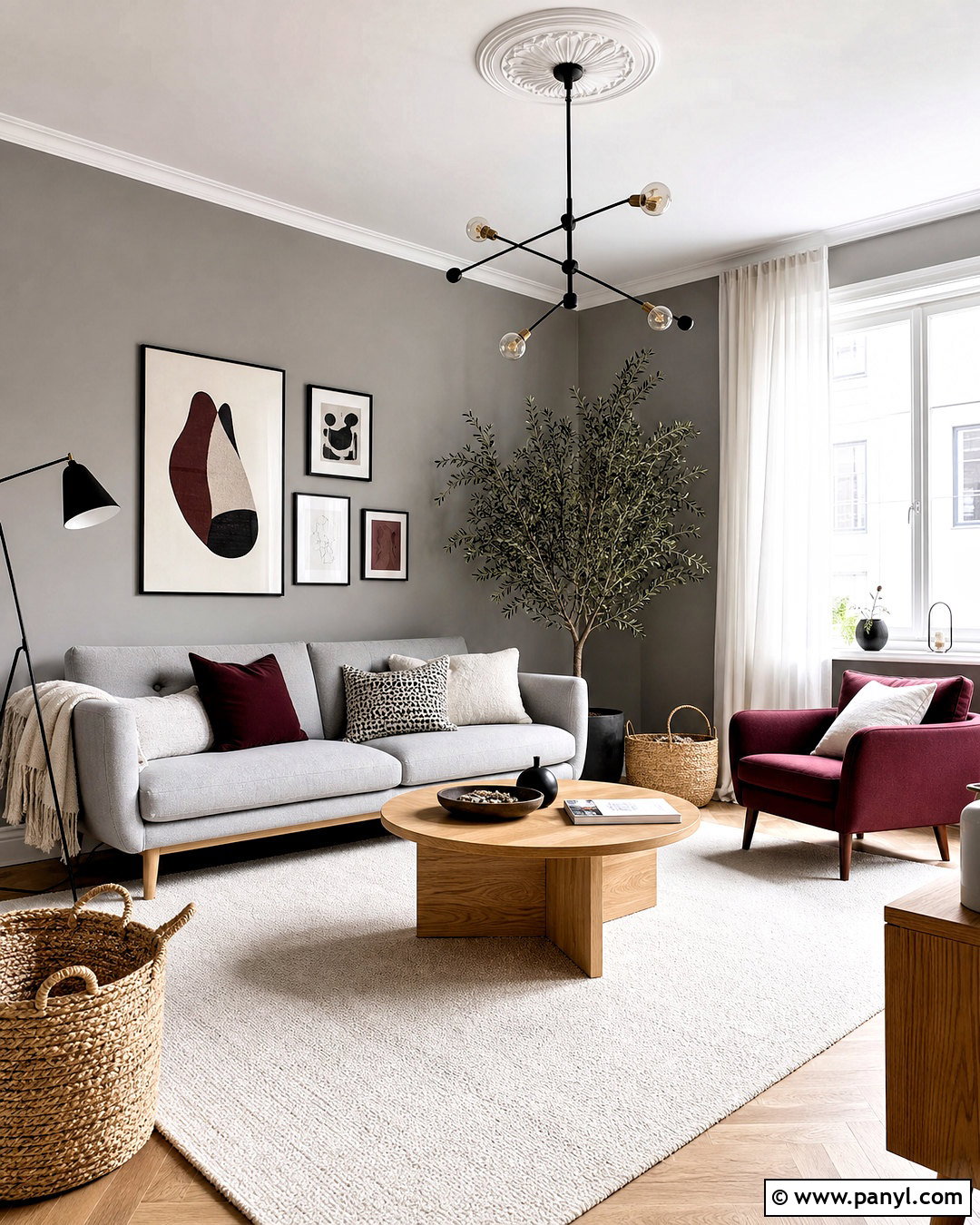 Scandinavian Grey And Maroon Living Room - 20 grey and maroon living room ideas