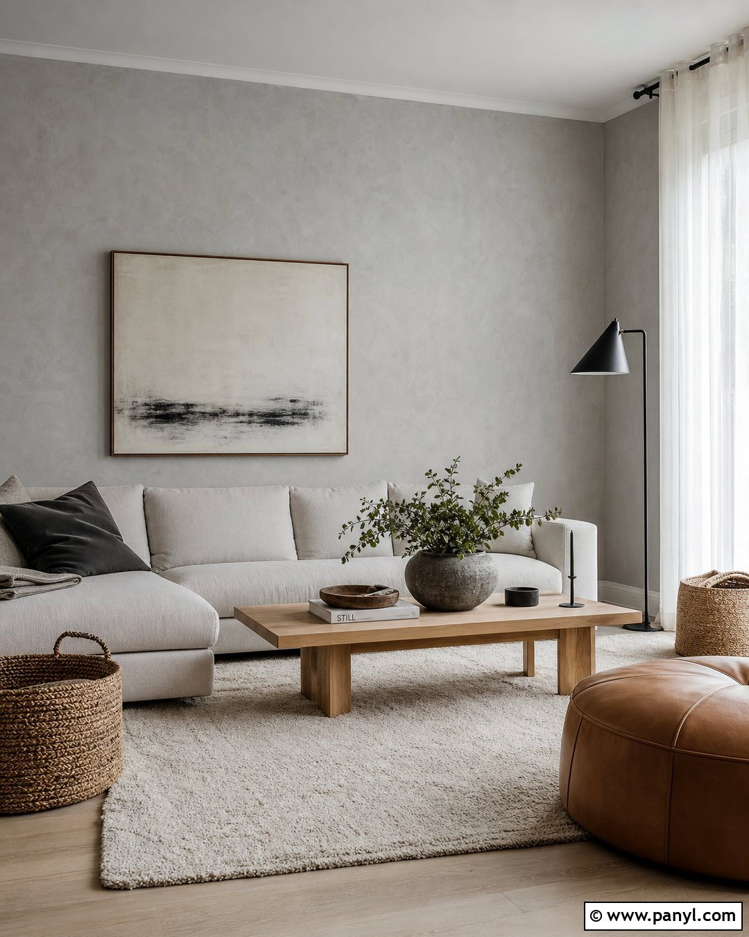 Scandinavian Grey Limewash Living Room - 25 Limewash Grey Wall Ideas