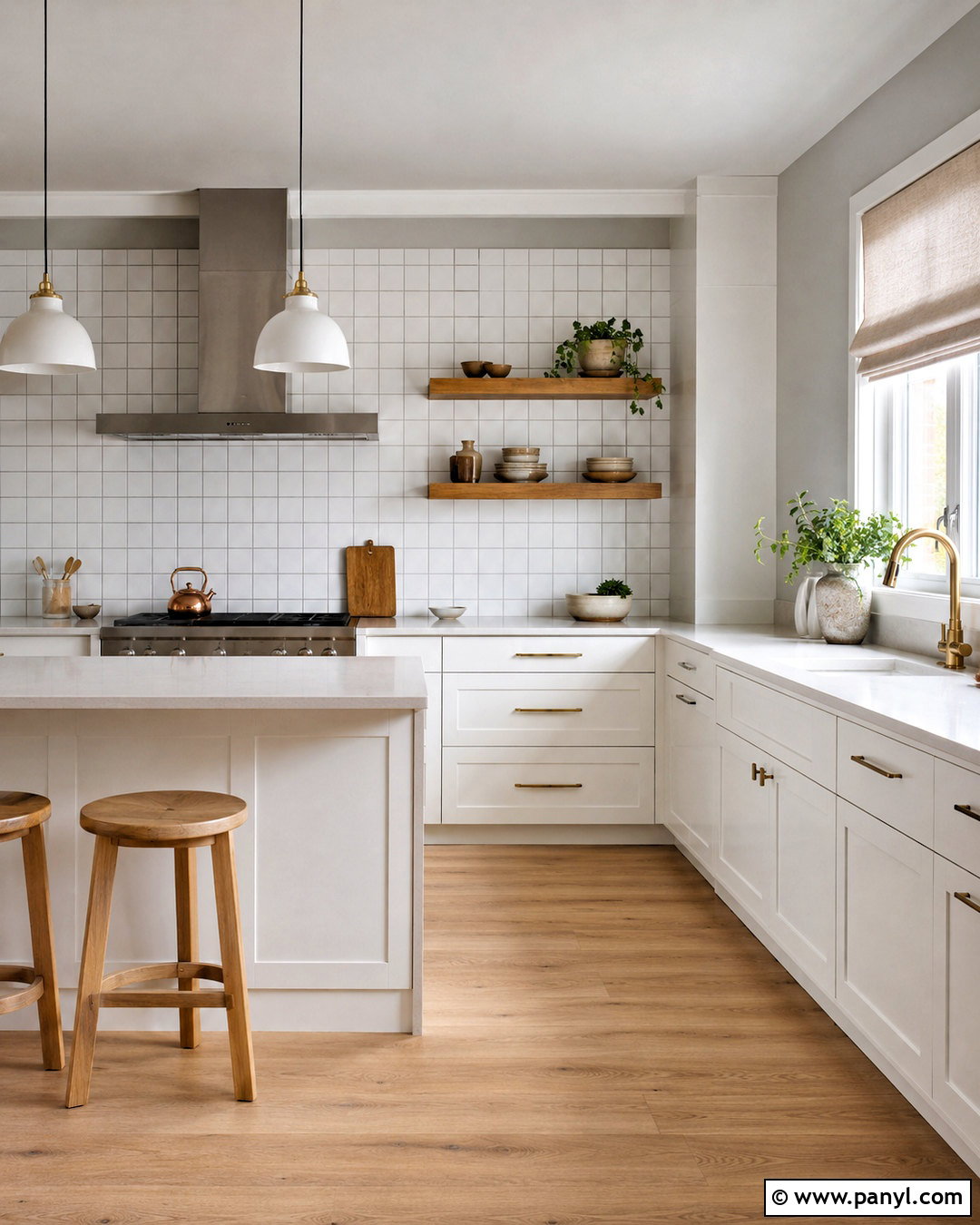 Scandinavian Kitchen With White Cabinets And Grey Walls - 20 White Cabinets Grey Walls