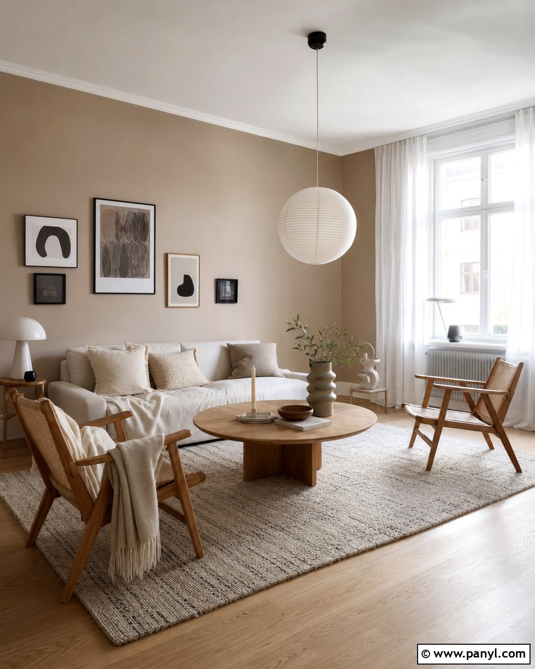 Scandinavian Living Room With Light Brown Walls - 35 light brown walls
